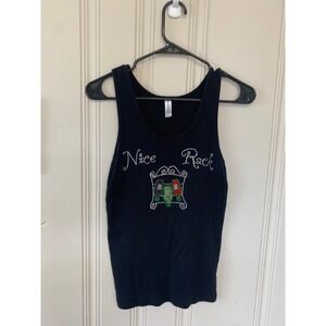 Nice Rock Embellished Tank Top Chris's Stuff Medium Black Sleeveless